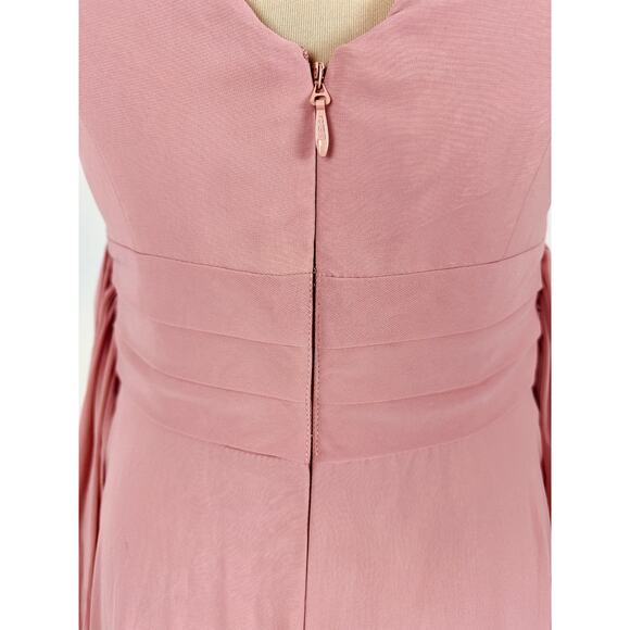 Azazie Size 10 A10 Dusty Rose Bianca A-Line Pleated Chiffon Gown Bridesmaid - Picture 10 of 14